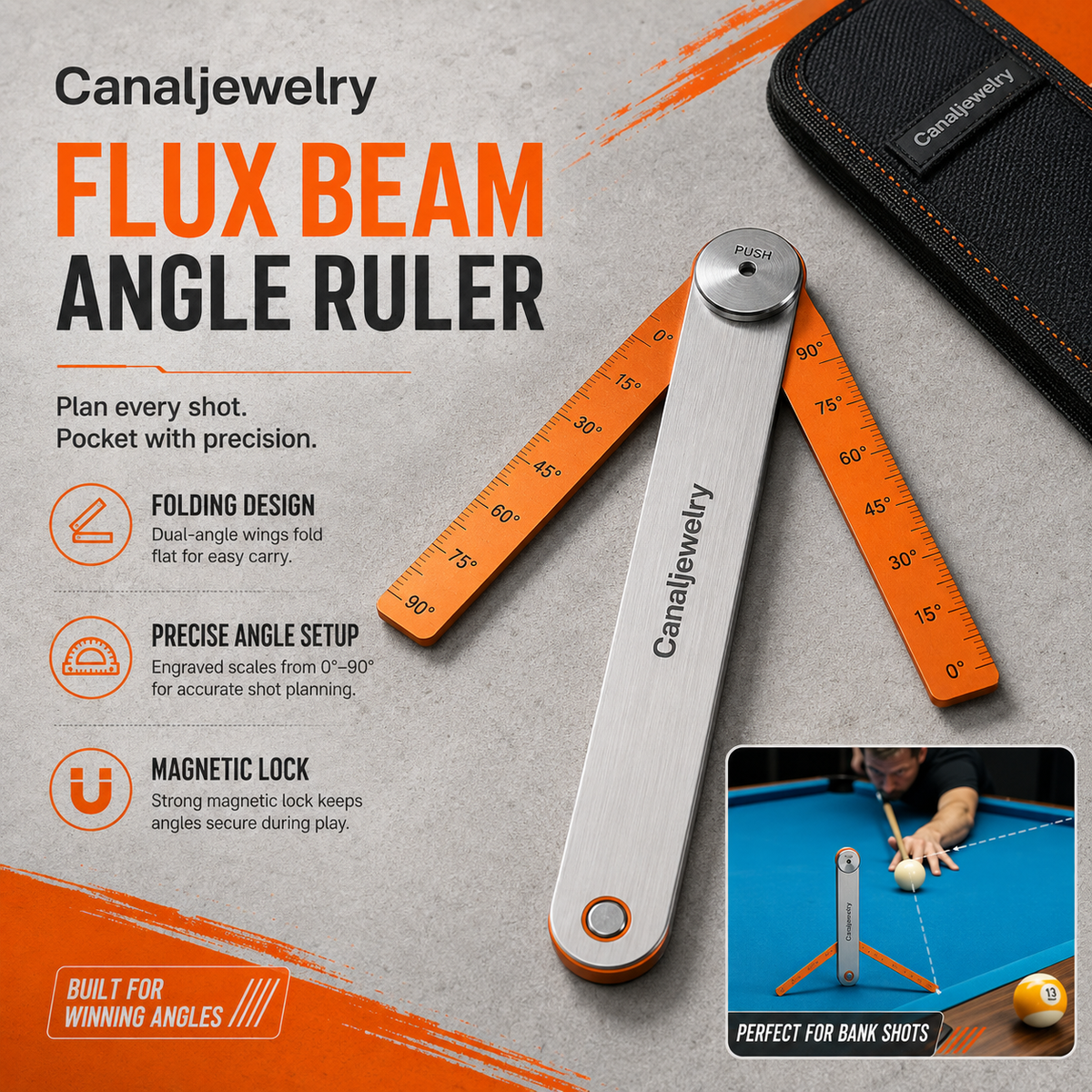 Canaljewelry™ Flux Beam Folding Shot Angle Ruler