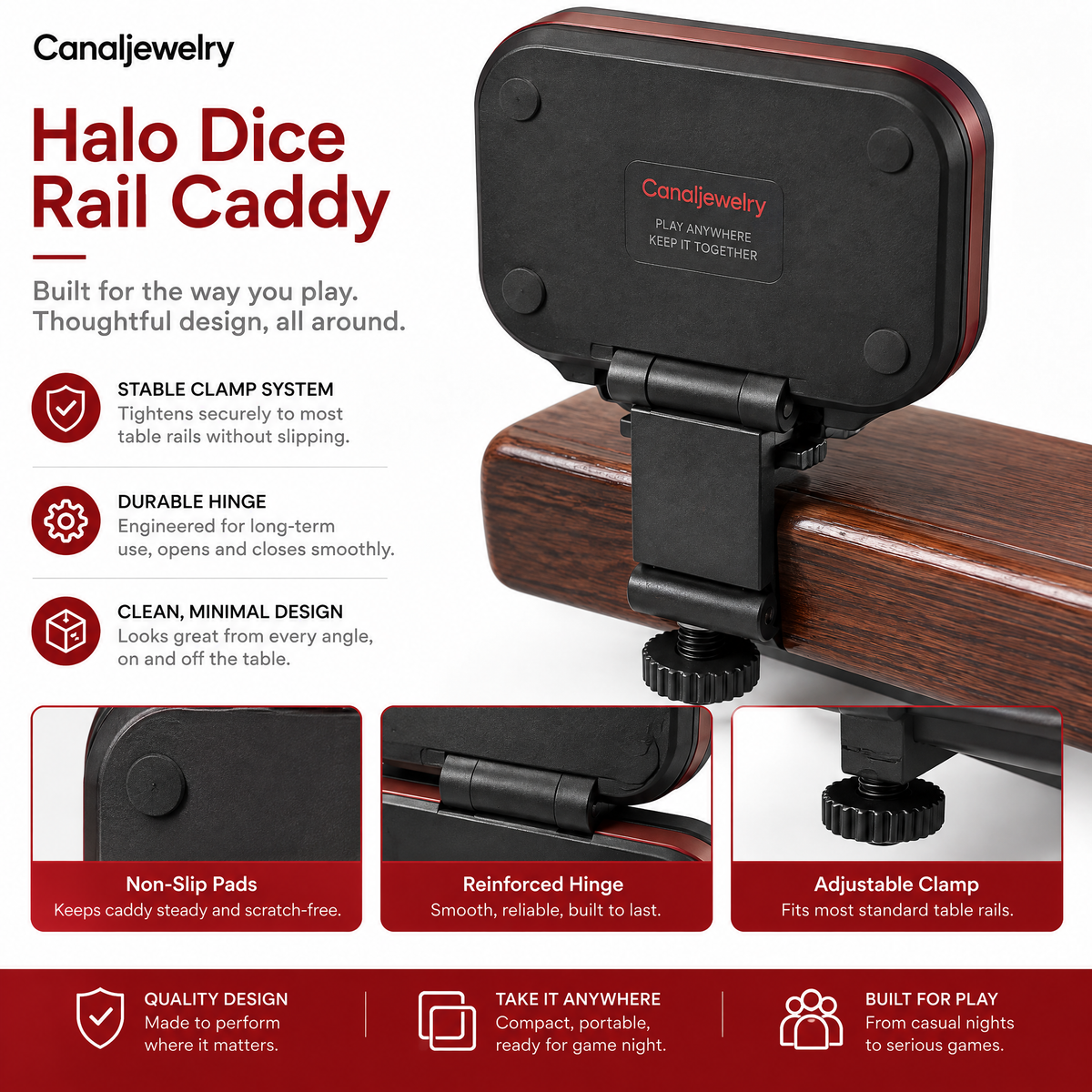 Canaljewelry™ Halo Dice Rail Caddy