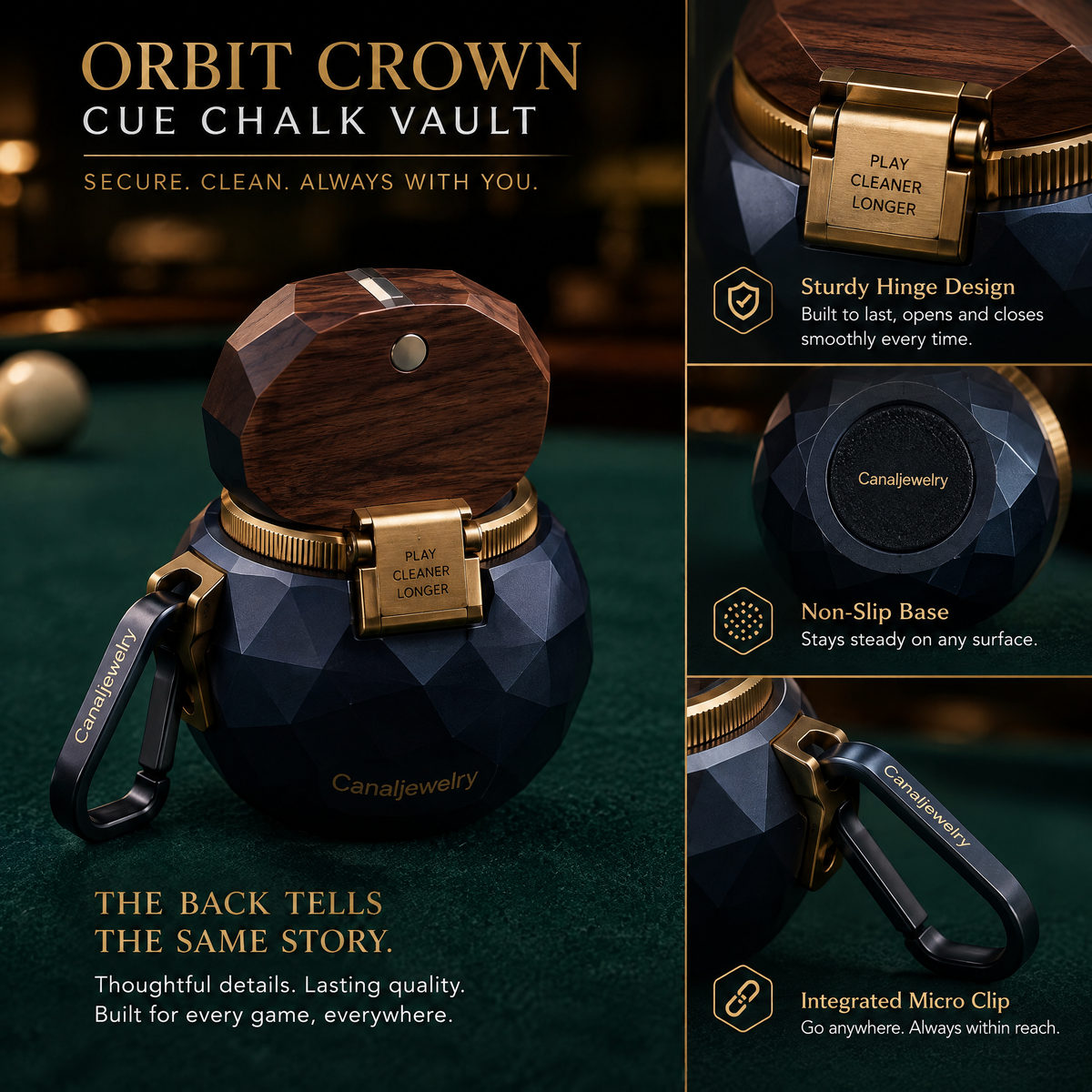 Canaljewelry™ Orbit Crown Cue Chalk Vault