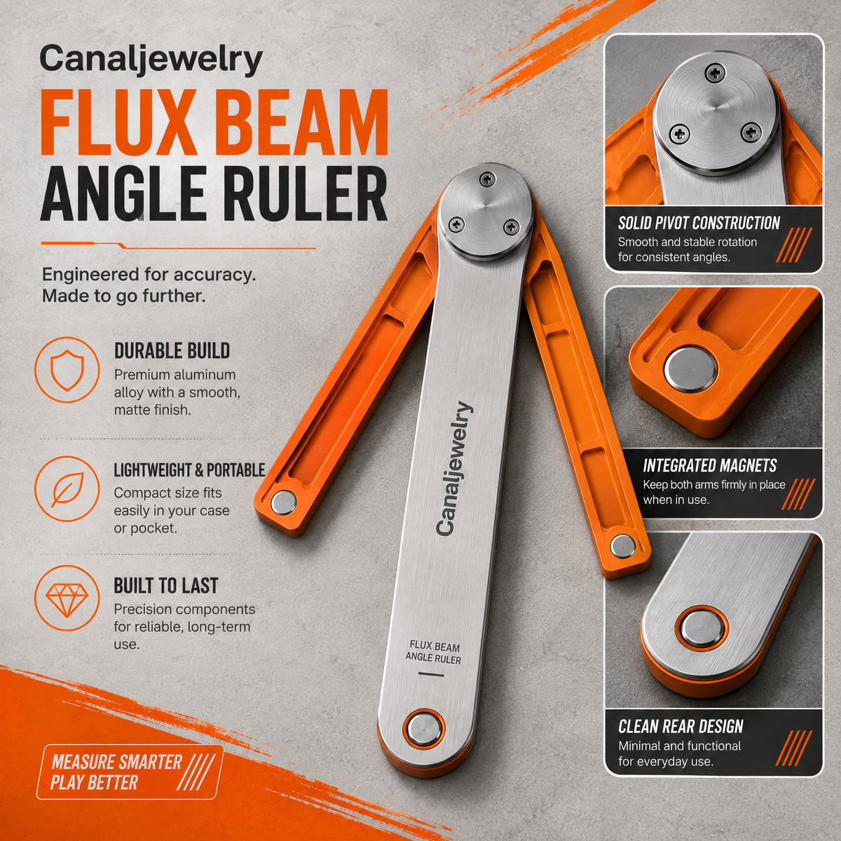 Canaljewelry™ Flux Beam Folding Shot Angle Ruler